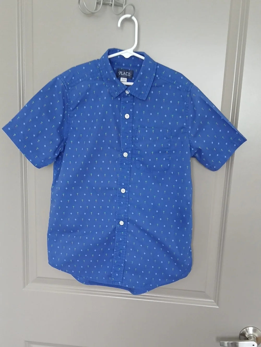 The Children's Place Blue Short Sleeve Palm Print Shirt